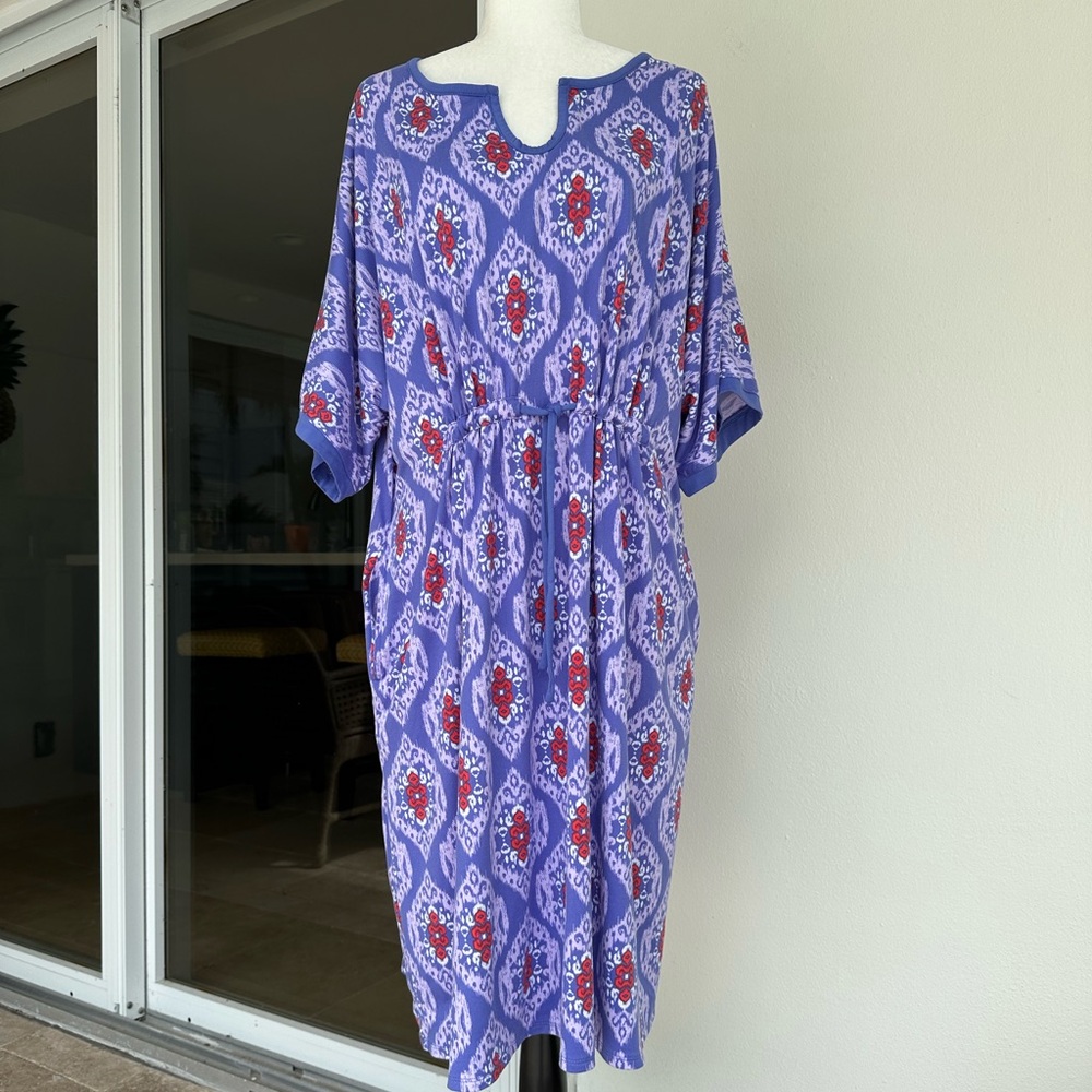Carole Hochman Heavenly Soft Smokey Waist Caftan Loungewear Sz. L In Lavender